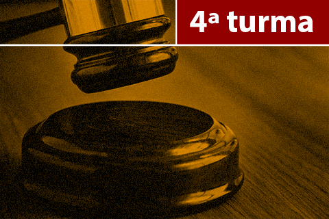 Ilustração com um martelo de juiz e texto &quot;4ª Turma&quot;