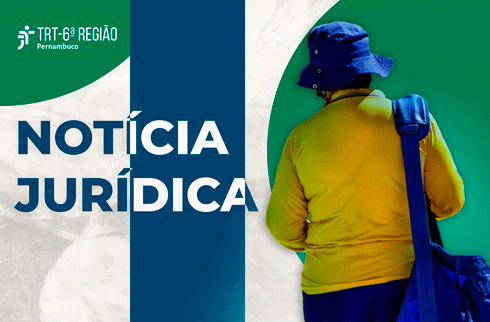 Ilustração que mostra uma mulher na atividade de carteira e, ao lado, o texto NOTÍCIA JURÍDICA