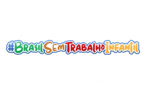 Ilustração com o texto &quot;#BrasilSemTrabalhoInfantil&quot; em letras coloridas