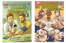 Foto de 2 revistas da série "MPT em Quadrinhos"