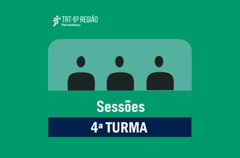 Sobre fundo verde, imagem de 3 adultos e o texto Sessões -4ª Turma