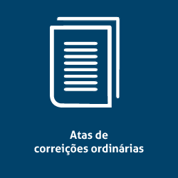 Imagem de um documento e texto ATAS DE CORREIÇÕES ORDINÁRIAS