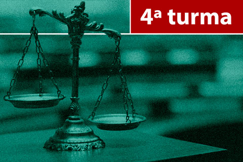 Ilustração de uma balança símbolo da Justiça, no topo da imagem há o texto &quot;4ª Turma&quot;