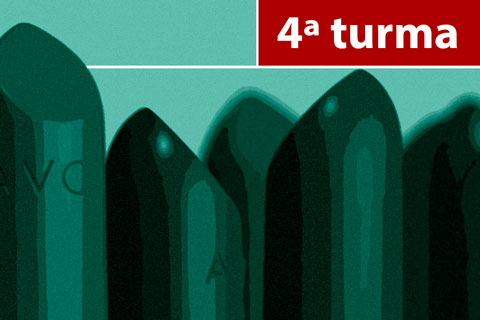 Ilustração com batons enfileirados. No topo da imagem há o texto &quot;4ª Turma&quot;