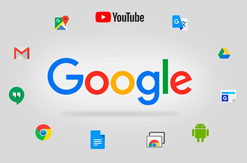 Logotipo do Google e de suas diversas ferramentas