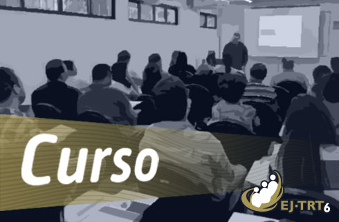 Imagem desfocada em preto e branca de uma sala de aula com os alunos assistindo aula e a inscrição &quot;Curso&quot;