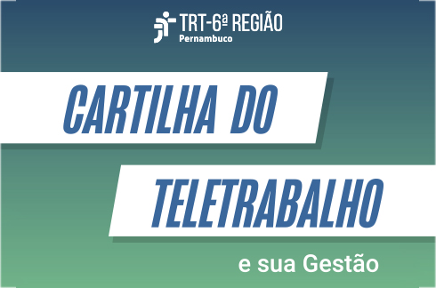 Imagem em degradê azul, com texto &quot;Cartilha do teletrabalho e sua gestão&quot;