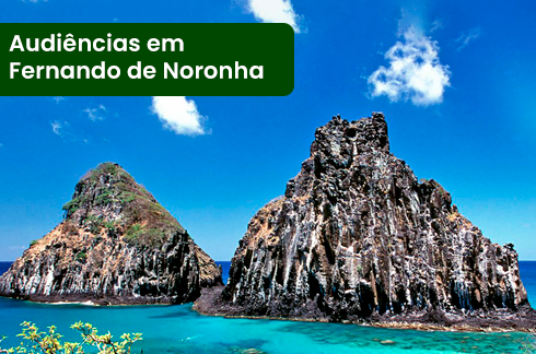 Foto de Fernando de Noronha e o texto 'Audiências em Fernando de Noronha'