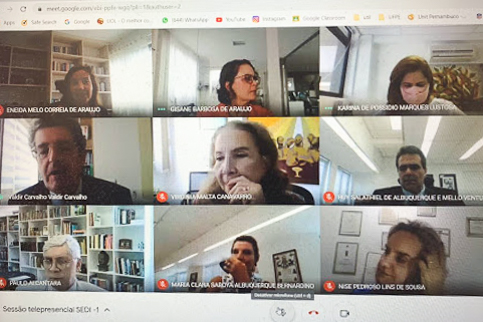 Imagem da sala de reuniões virtuais com os participantes da primeira sessão da SDI-I