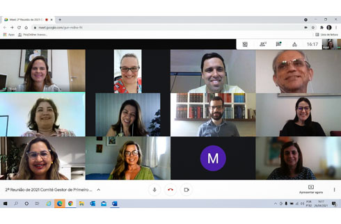 Print da sala de reunião virtual com os participantes do encontro
