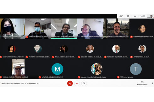 Print da sala de reunião virtual com os participantes do encontro