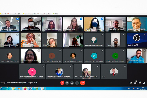 Print da sala de reunião virtual com os participantes do encontro
