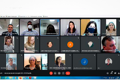 Print da sala de reunião virtual com os participantes do encontro
