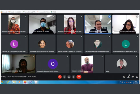 Print da sala de reunião virtual com os participantes do encontro