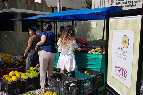 Foto de pessoas comprando na feirinha