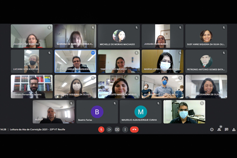 Print da sala de reunião virtual com os participantes do encontro