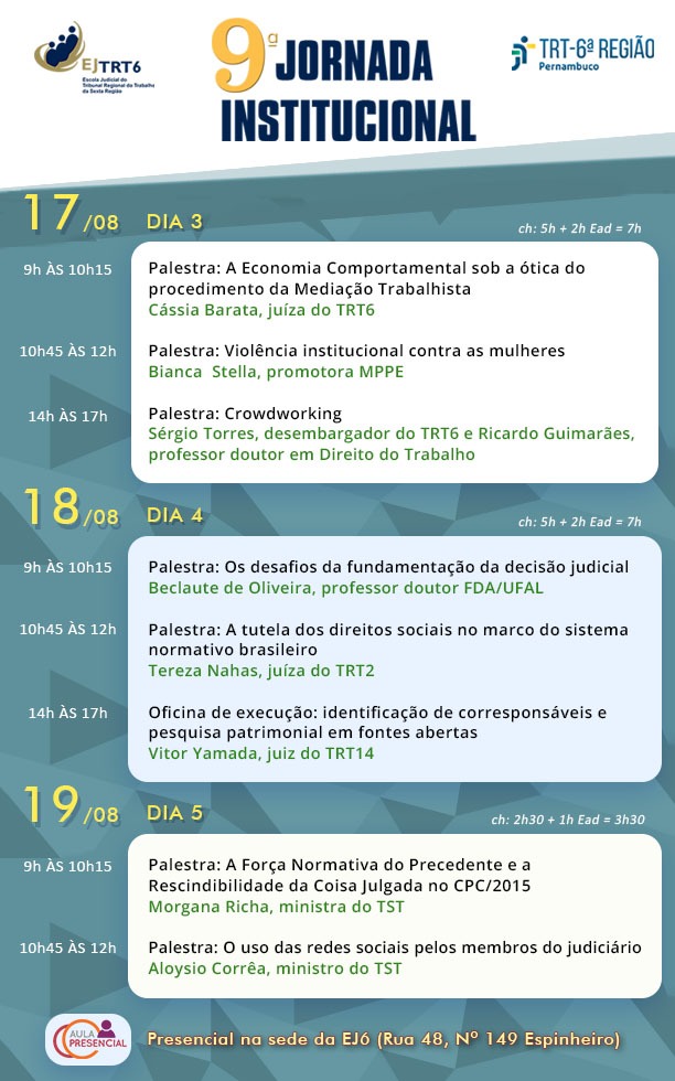 Imagem com a programação dos dois últimos dias do evento