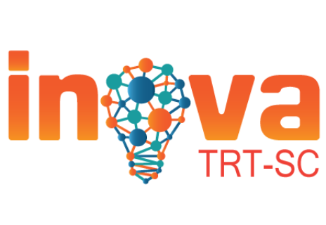 Ilustração com logomarca Inova TRT-SC. No lugar do &quot;o&quot; há uma lâmpada