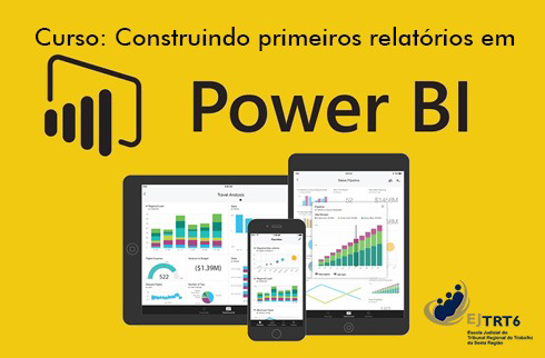  Construindo primeiros relatórios em PowerBI. Abaixo, imagem de dois tablets e um celular