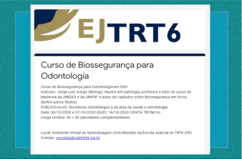 Formulário da inscrição on-line para o Curso Biossegurança para Odontologia