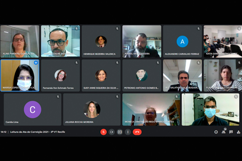 Print da sala de reunião virtual com os participantes do encontro
