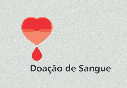 Card cinza com imagem de coração e texto "Doação de Sangue"