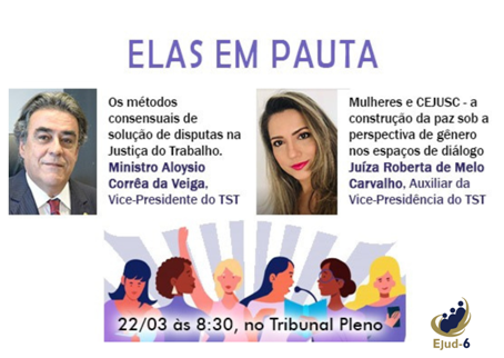 Imagem com a foto dos palestrantes, os títulos de suas respectivas apresentação, a data e o local do evento