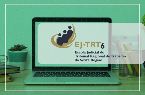 Computador com logomarca da Escola Judicial do TRT6