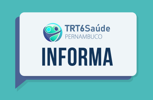 Arte fundo verde e destaque branco com logo do trt6 saúde e nome informa