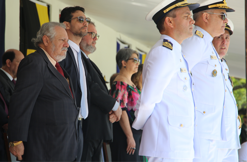 Foto do desembargador Milton Gouveia durante a cerimônia de troca de comando da EAMPE