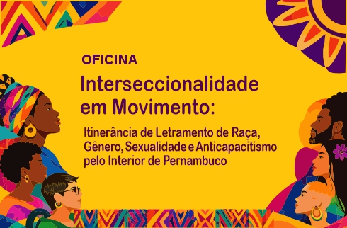 Card em fundo amarelo da oficina Interseccionalidade em Movimento