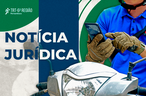 Card de fundo branco, azul e verde tem o texto Notícia Jurídica