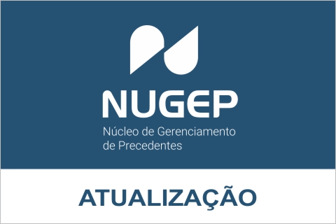 Ilustração com texto "Núcleo de Gerenciamento de Precedentes ATUALIZAÇÃO"