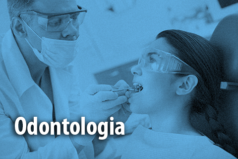 Ilustração de um odontologista fazendo tratamento dentário em uma paciente