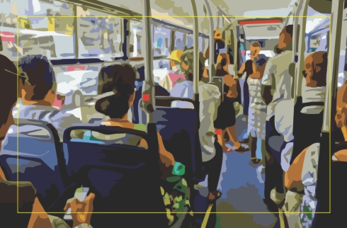 Iustração de pessoas dentro de um ônibus