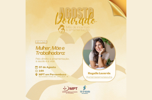 Foto da palestrantes ao lado de informações sobre o evento