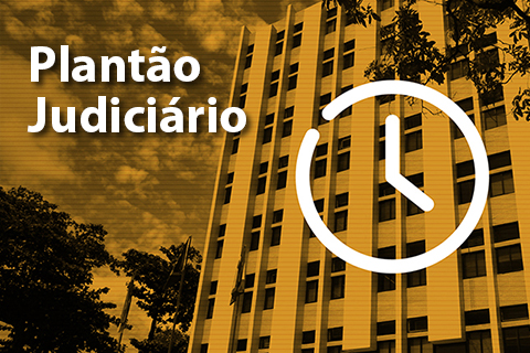 Foto da fachada do TRT6 em filtro de tons dourados, e inscrição &quot;Plantão Judiciário&quot;