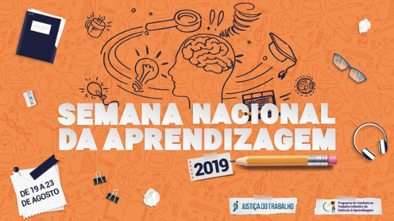 Arte fundo laranja frase semana nacional da aprendizagem