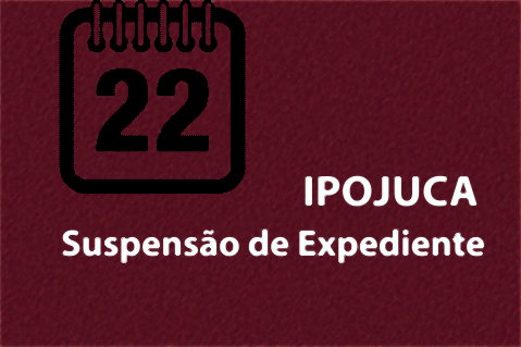 Ilustração com um calendário e texto &quot;Ipojuca suspensão de expediente&quot;