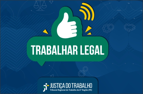 Desenho de mão branca dando legal e texto Trabalhar Legal