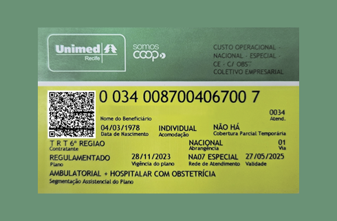 ilustração de uma carteira da Unimed Recife