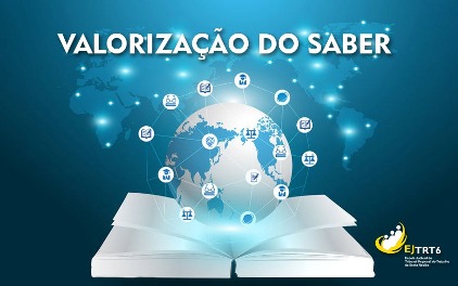  ‘VALORIZAÇÃO DO SABER’. Imagem de livro aberto com um globo em cima e ícones de áreas acadêmicas