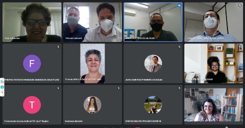 Reprodução da sala de reuniões virtuais com os participantes do encontro