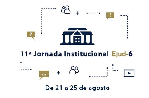Ilustração com representações de pessoas se conectando e texto 11ª Jornada Institucional Ejud-6