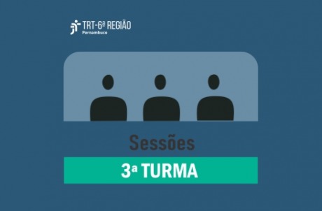 Ilustração onde aparecem 3 pessoas representando julgadores e o texto '3ª Turma'