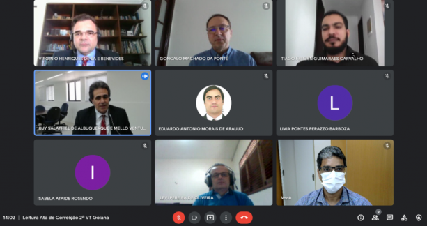 Reprodução da sala de reuniões virtuais com os participantes do encontro