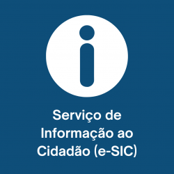 Ilustração de um i e texto Serviço de Informação ao Cidadão (e-SIC)