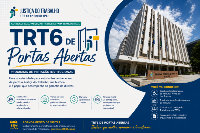 Cartaz do projeto TRT6 de Portas Abertas