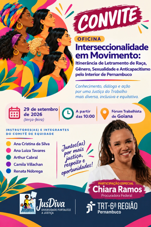 Cartaz da oficina Interseccionalidade em Movimento com informações