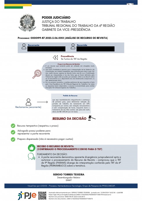 Recurso de Revista aceito (deferido)